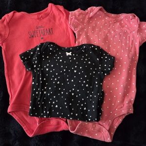 Carter's Sweetheart Bodysuit Trio - Red, Black, Pink